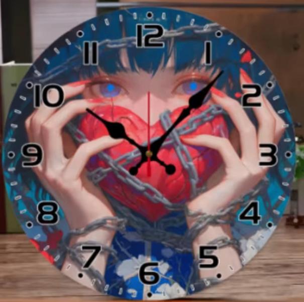 Horloge murale ronde en bois Anime Chained Heart (25cm), Enlèvement ou Envoi, Neuf, Horloge murale