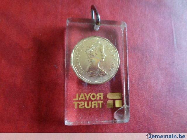 Porte-clé avec pièce: "Dollar Royal Trust". 1987., Enlèvement ou Envoi, Utilisé