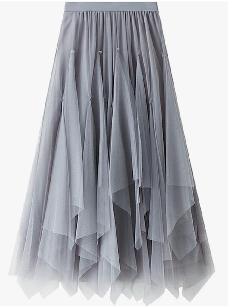 lichtgrijs Tutu -dames rok geplooide tule, laagjes, elastiek, Ophalen of Verzenden, Nieuw, Grijs, Onder de knie