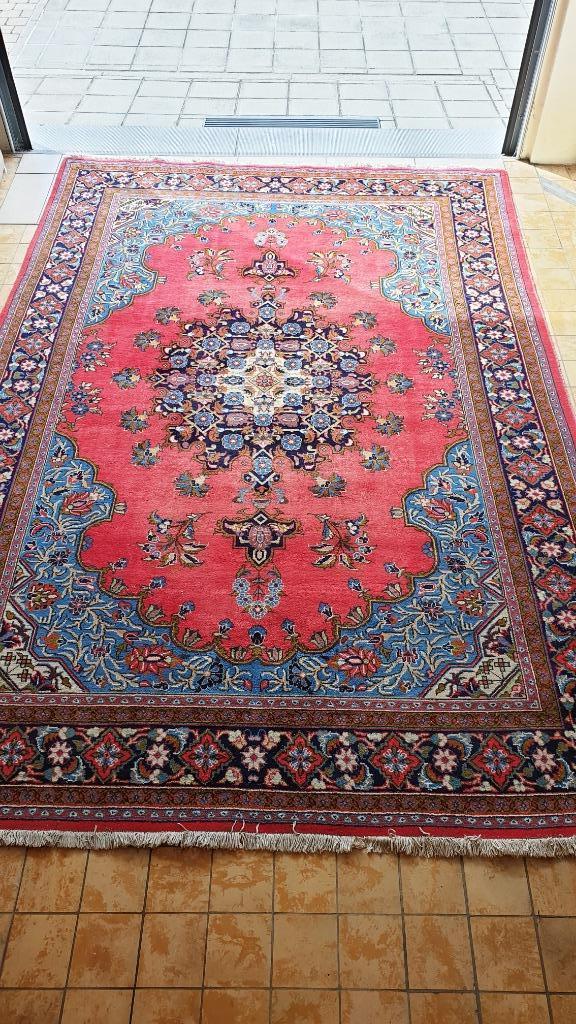 Groot vloerkleed (Tapijt) uit Iran, handgemaakt, Huis en Inrichting, Stoffering | Tapijten en Vloerkleden, Ophalen, Gebruikt, Blauw