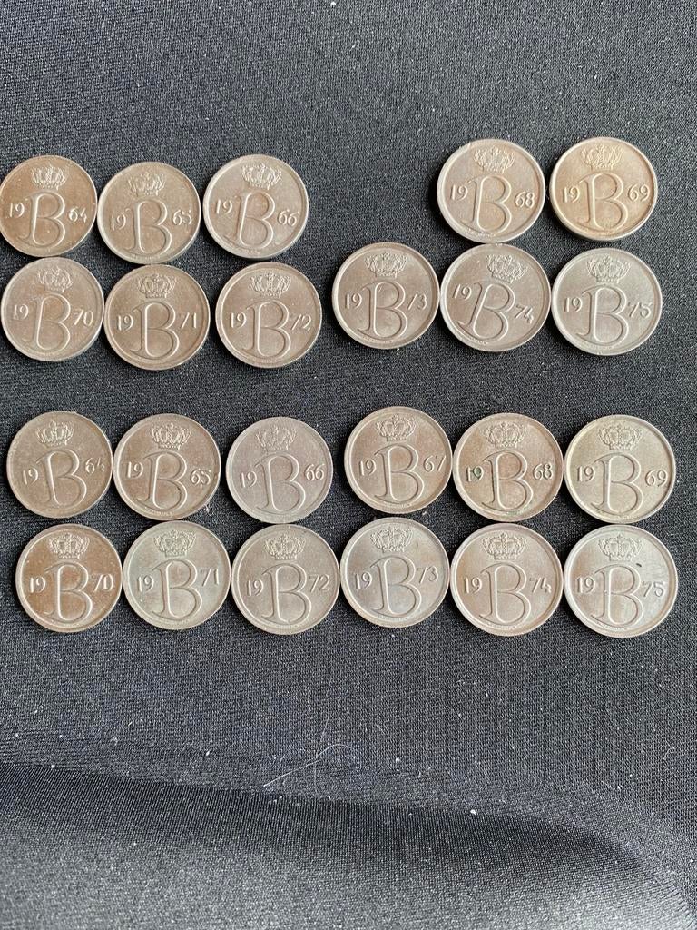 25 cent munten Boudewijn I van 1964 tot 1975, Ophalen of Verzenden, Losse munt