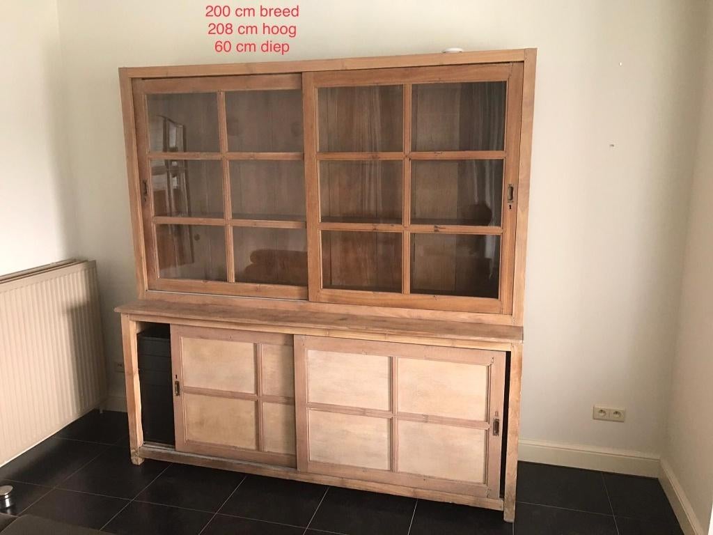vitrinekast, Huis en Inrichting, Kasten | Vitrinekasten, Ophalen, 200 cm of meer, Zo goed als nieuw, 200 cm of meer