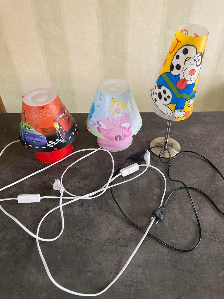 Nachtlamp Cars + Princess + Hond, Kinderen en Baby's, Ophalen of Verzenden, Gebruikt, Lamp