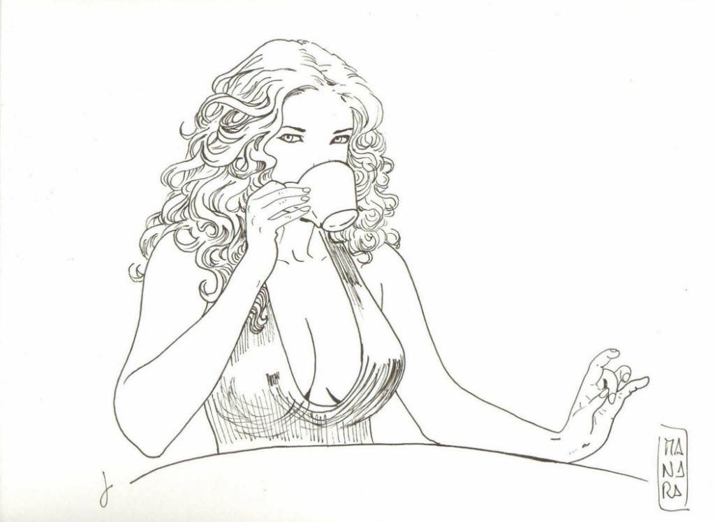 Milo Manara chinese inkt tekening 'MIEL' - getekend 30x24cm, Antiquités & Art, Envoi