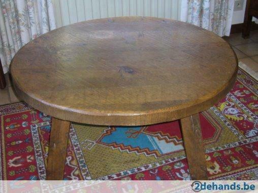 Ronde eiken tafel zonder tafelblad (enkel onderstel), Ophalen, Gebruikt, Eiken