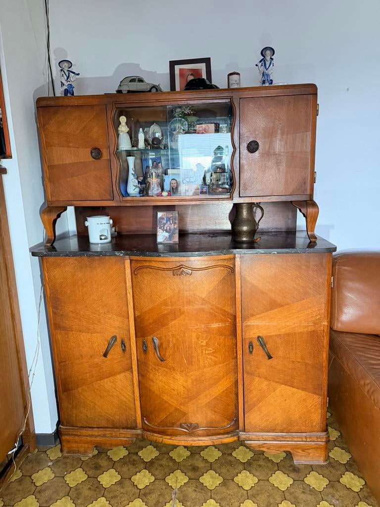 Meuble art deco avec plateau en marbre, Antiek en Kunst, Antiek | Tv's en Audio, Ophalen