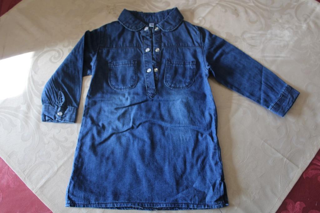 Jeansjurkje met kraag blauw maat 80, Kinderen en Baby's, Babykleding | Maat 80, Zeeman, Meisje, Jurkje of Rokje, Ophalen of Verzenden