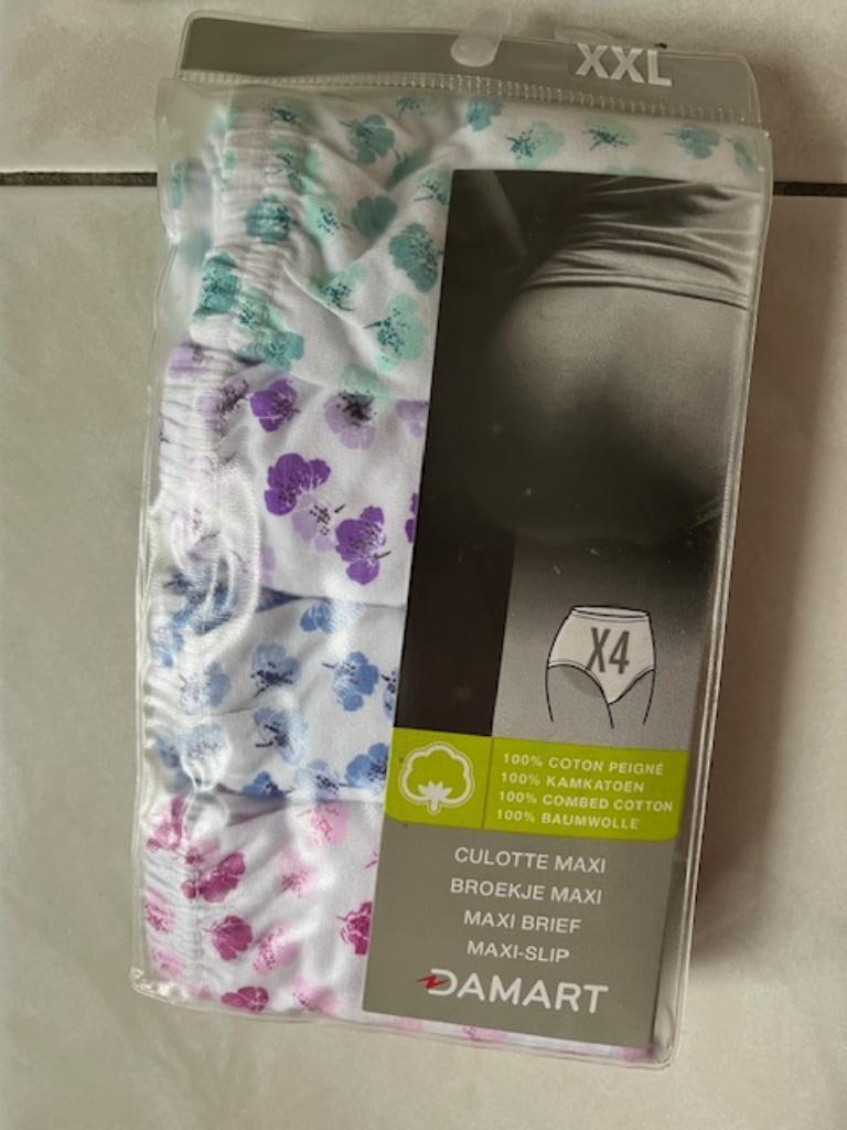 DAMART - LOT DE 4 CULOTTES NEUVES MAXI / XXL, Kleding | Dames, Ondergoed en Lingerie, Slip, Wit, Ophalen of Verzenden