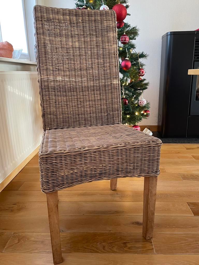Echte rieten stoelen met hoge rug, Huis en Inrichting, Ophalen, Gebruikt, Bruin, Riet of Rotan