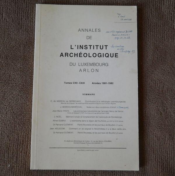 Annales institut archéologique Luxembourg - Arlon CXII-CXIII, Enlèvement ou Envoi, Utilisé