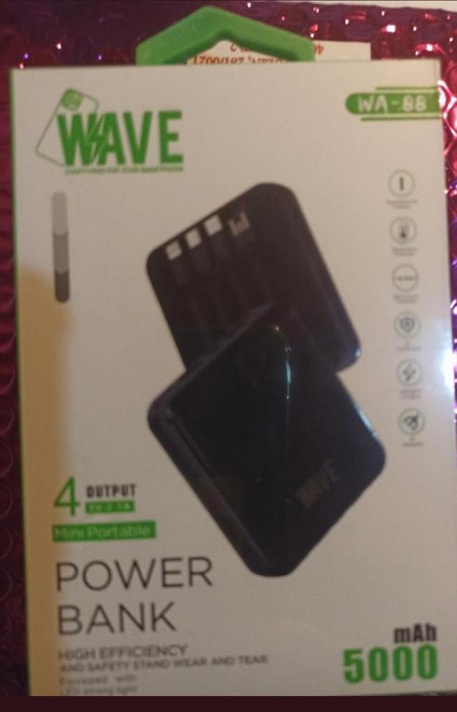 Power bank Batterie Externe 5000 mAh avec 4 Câbles Universel, Enlèvement ou Envoi, Neuf, WAVE