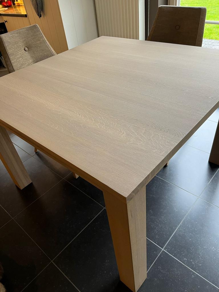 Vierkante Massief Eiken Eettafel, Huis en Inrichting, Tafels | Eettafels, Ophalen, Zo goed als nieuw