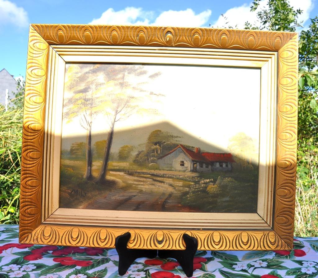 peinture hst paysage signé milt, Antiquités & Art, Enlèvement ou Envoi