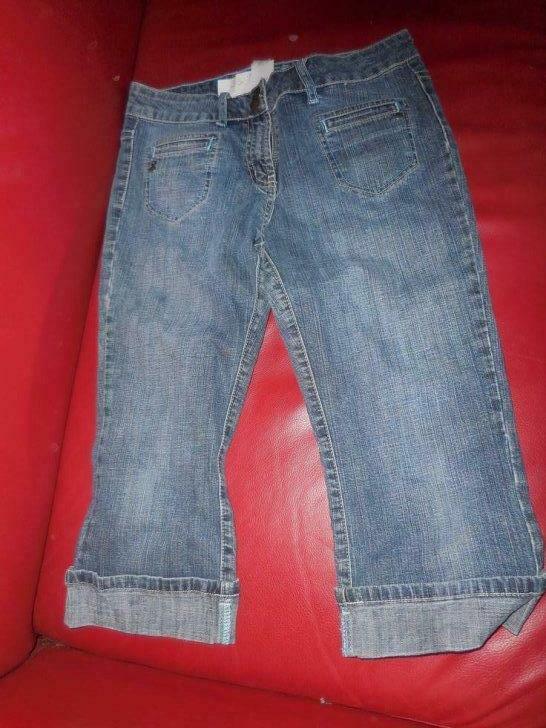 [3709]kniebroek jeans dames maat 170-meisjes, Blauw, Ophalen of Verzenden, Driekwart, Maat 34 (XS) of kleiner