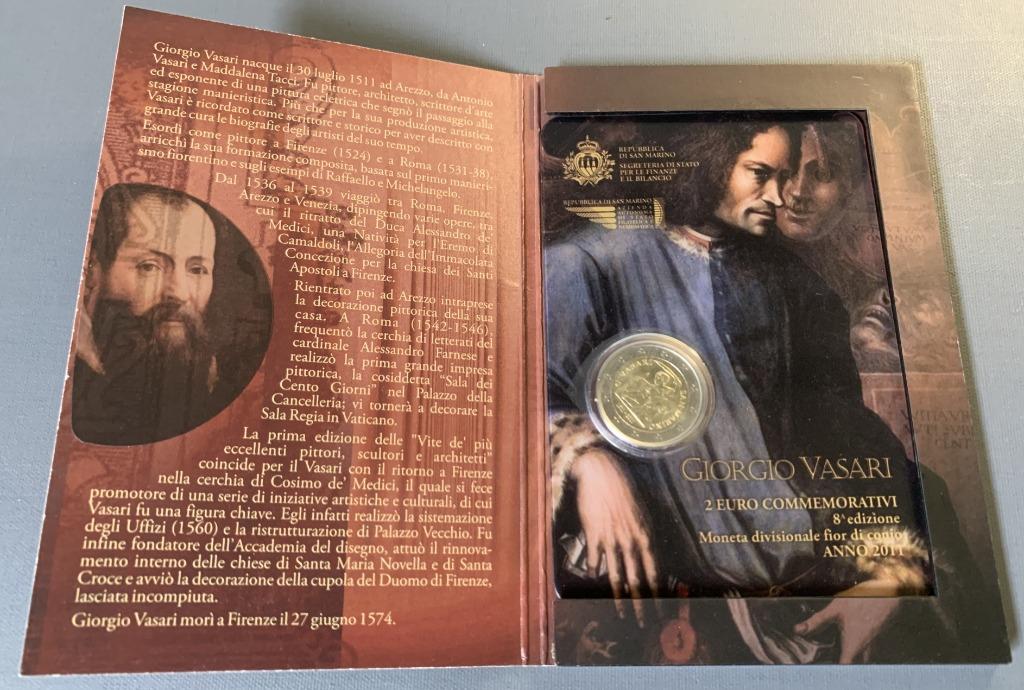 2 euro San Marino 2011 Giorgio Vasari, Postzegels en Munten, Munten | Europa | Euromunten, Ophalen of Verzenden, San Marino, 2 euro