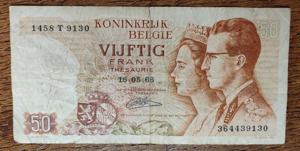 50 frank België anno 1966, Ophalen, Los biljet