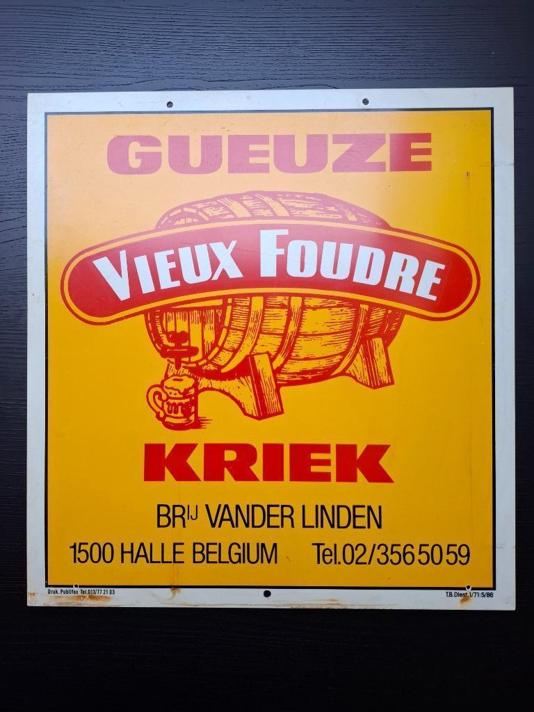 bier reclame gueuze kriek Vander Linden Halle Vieux Foudre, Ophalen of Verzenden