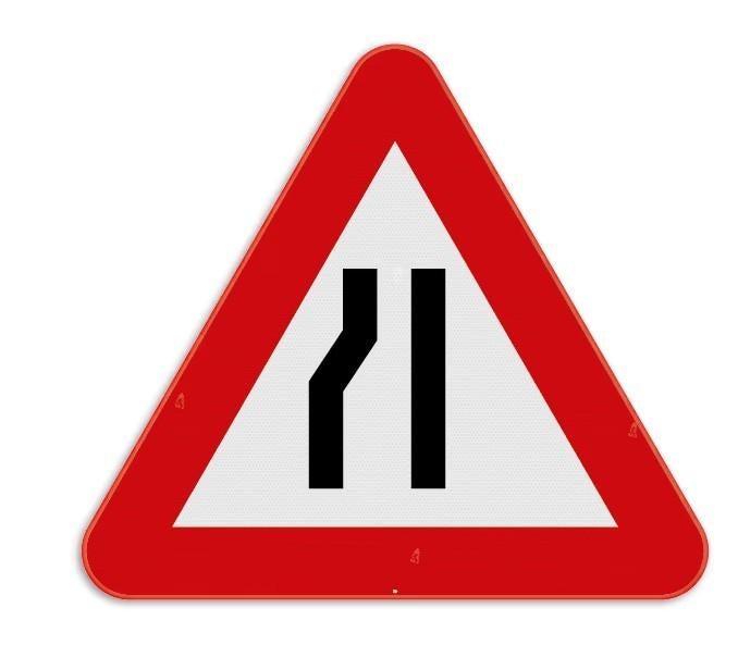 Verkeersbord Rijbaanversmalling links, Doe-het-zelf en Bouw, Overige Doe-Het-Zelf en Bouw, Ophalen of Verzenden, Nieuw