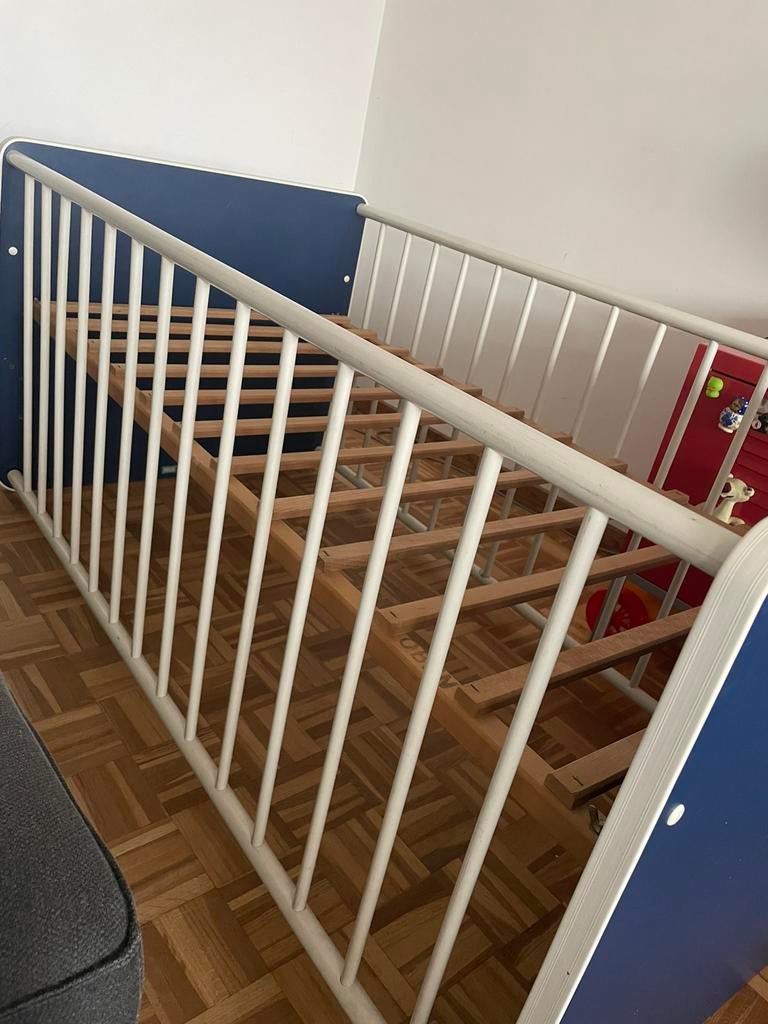 Verstelbaar babybed, peuterbed, kinderbed, Ophalen, Gebruikt, 70 tot 85 cm, 140 tot 160 cm
