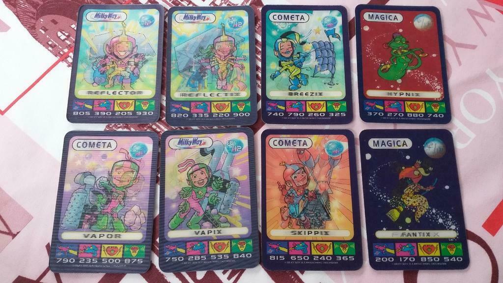 Lot de 8 cartes Spacix - série Milky Way, Verzamelen, Ophalen of Verzenden, Gebruikt, Speelkaart(en)