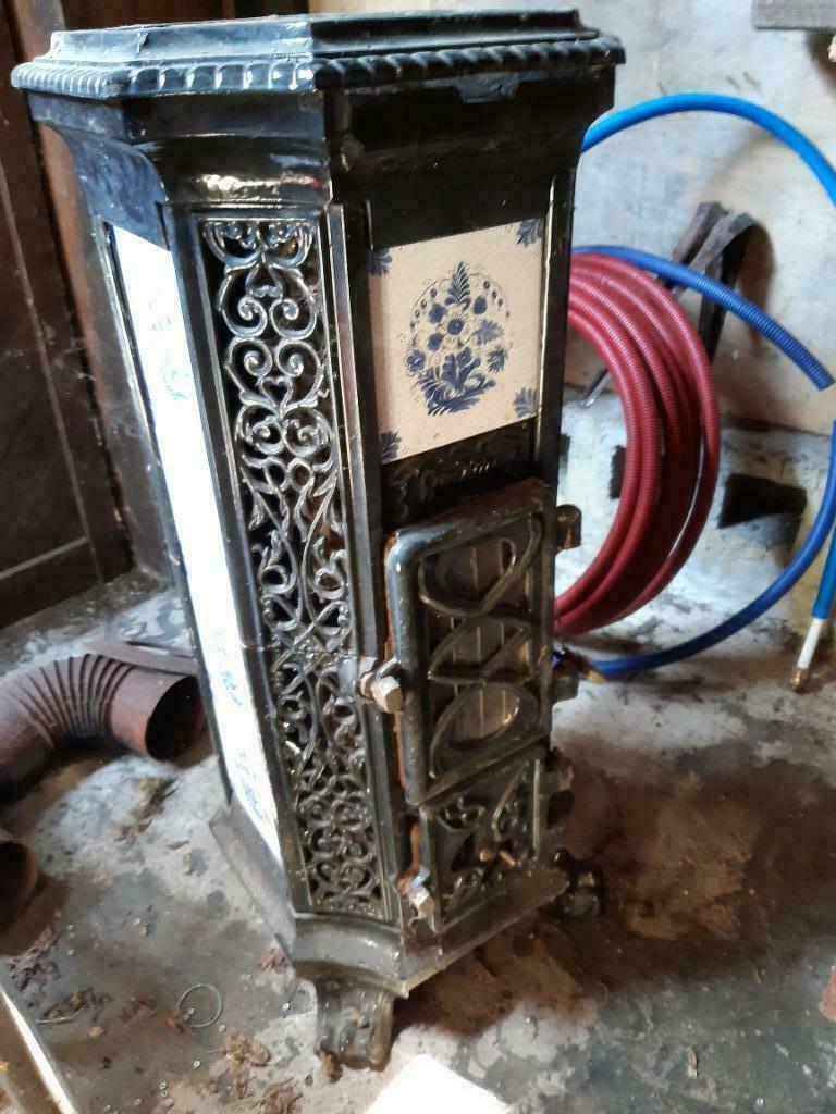 Oud kacheltje met tegeltjes, schuurvondst, Huis en Inrichting, Kachels, Ophalen, Gebruikt