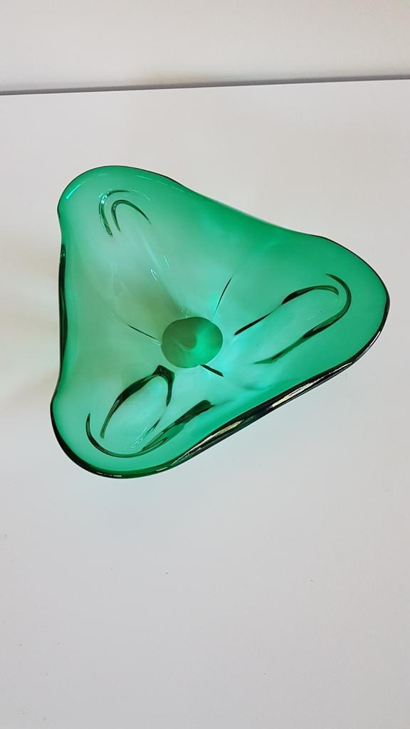Prachtige groene vintage Murano schaal., Ophalen of Verzenden
