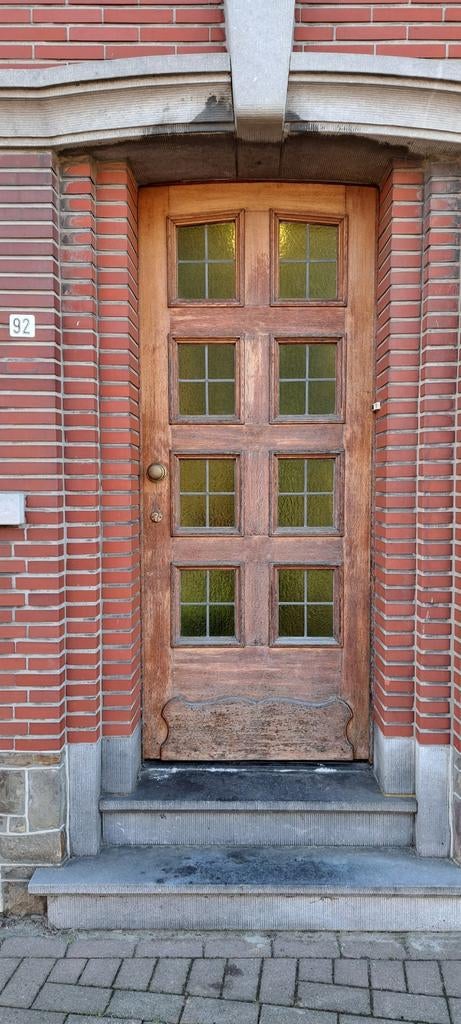 Voordeur eik + glas jaren 50, Doe-het-zelf en Bouw, Deuren en Vliegenramen, Ophalen, Glas