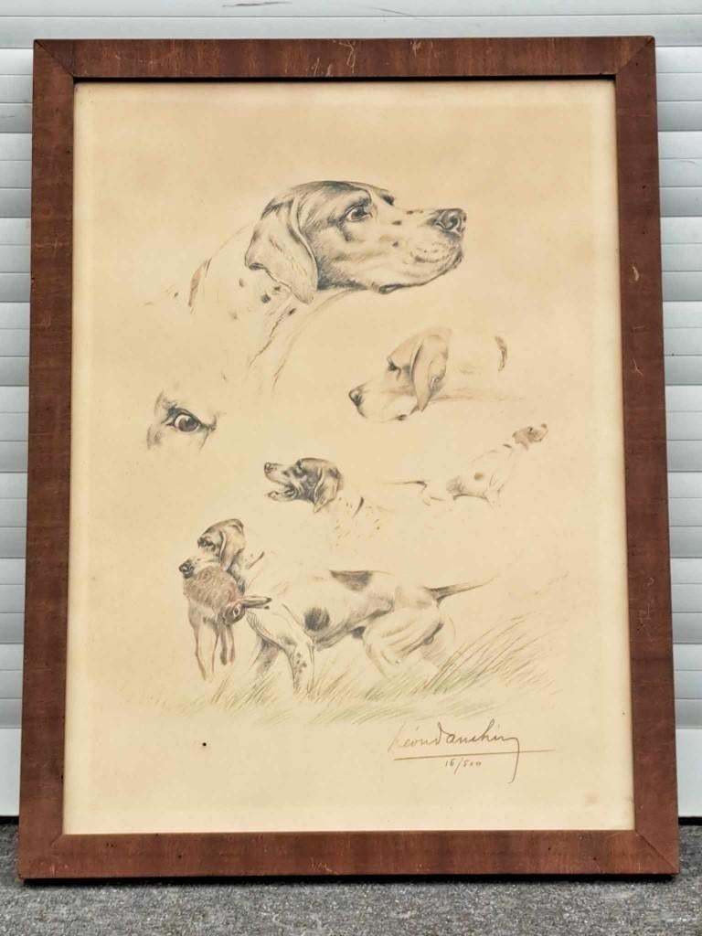 Lithographie signe Léon danchin, Ophalen of Verzenden