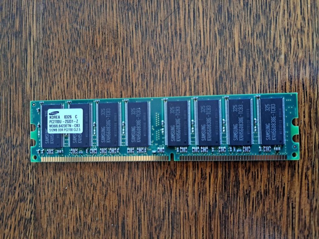 Samsung 512MB DDR pc2700 CL2.5 geheugen, Computers en Software, RAM geheugen, Ophalen of Verzenden, Zo goed als nieuw, DDR