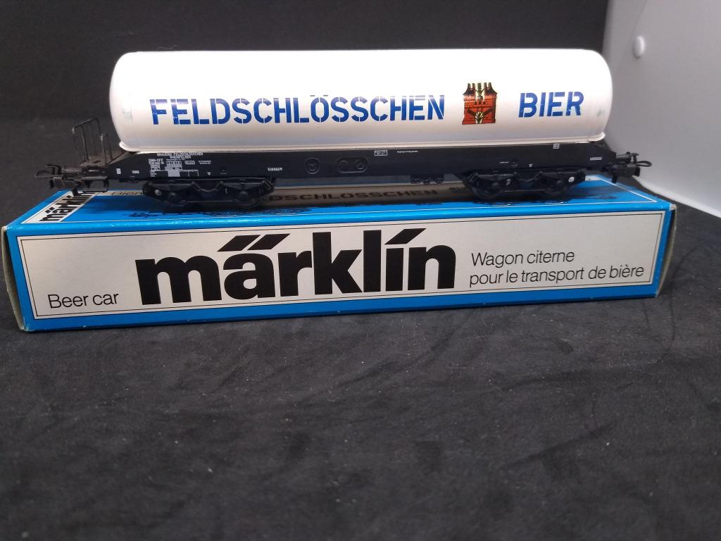 Marklin H0 4632 SBB-CFF 4 assige ketelwagen Feldschlosschen, Enlèvement ou Envoi, Courant alternatif, Wagon, Comme neuf