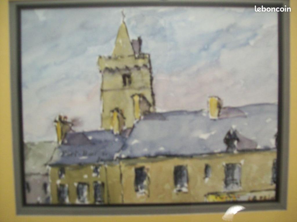 Aquarel Portbail in Cotentin door JP Jaunet, Antiek en Kunst, Kunst | Schilderijen | Klassiek, Ophalen of Verzenden
