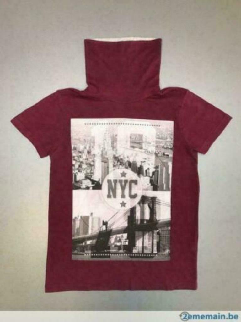 Tee-shirt col roulé bordeaux Rebel - Taille 12/13 ans --, Garçon, Enlèvement ou Envoi, Chemise ou À manches longues, Rebel
