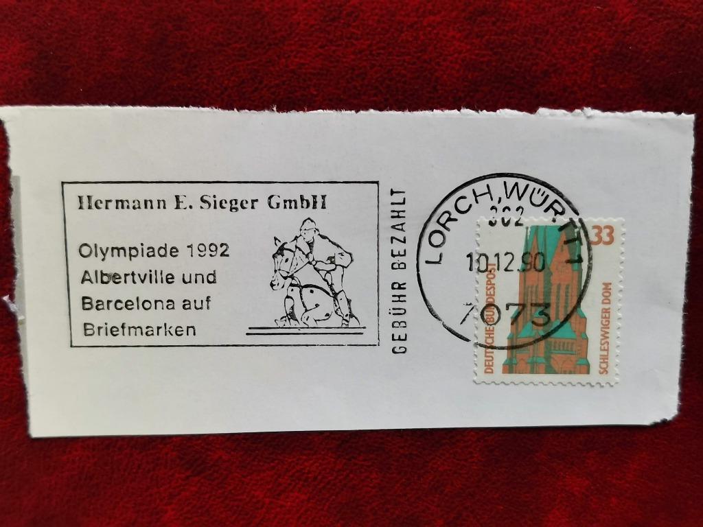 Timbre drapeau Allemagne 1992 - Jeux olympiques - cheval, Enlèvement ou Envoi, 1990 à nos jours, Affranchi