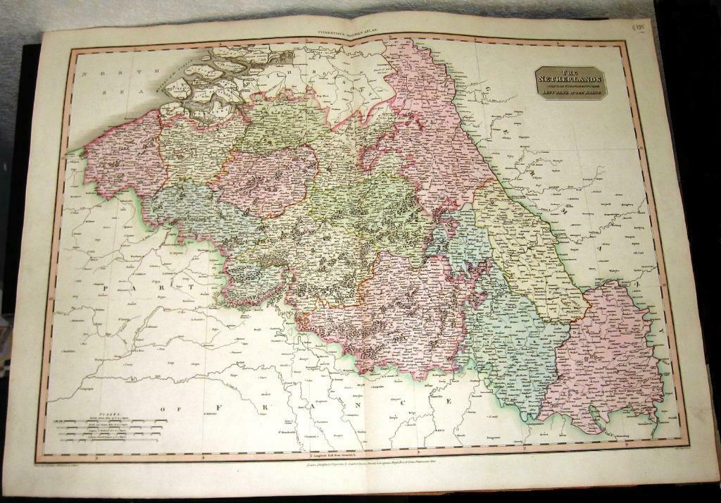 K17 Kaart Netherlands & Countries to the Left Bank ... 1810, Boeken, Atlassen en Landkaarten, Gelezen, Ophalen of Verzenden, Landkaart