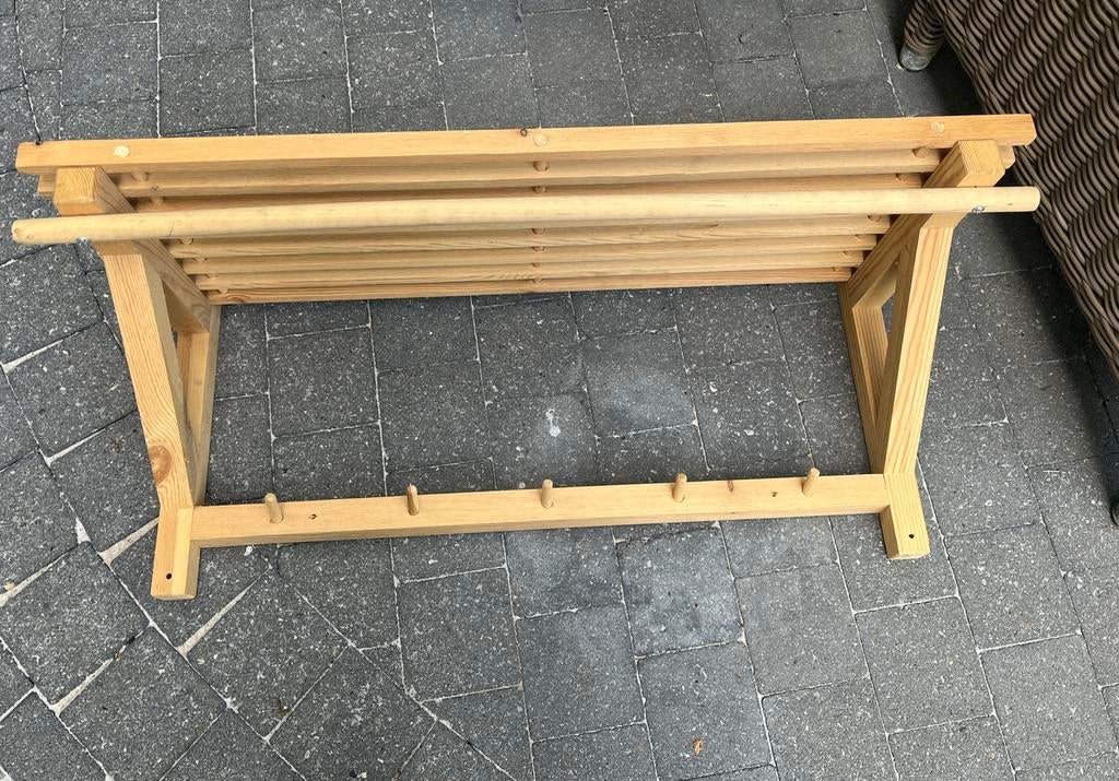 Houten hangkapstok met 5 haken en legplank, Huis en Inrichting, Nieuw, Minder dan 100 cm, Hout, Ophalen