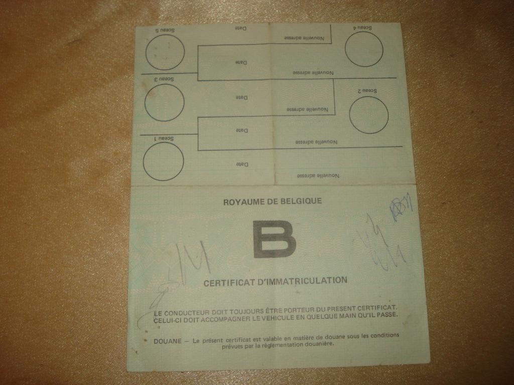 Ancien Certificat d'Immatriculation Honda 350 CC 1974, Enlèvement ou Envoi, Honda