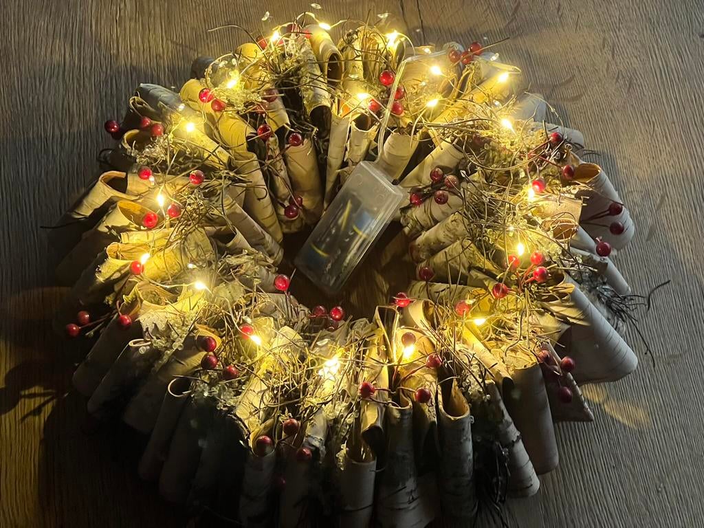 Kerstkrans met led verlichting, Diversen, Ophalen, Gebruikt