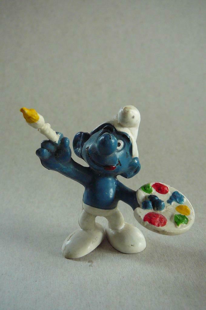 artist Smurf oude Smurf schtroumpf, Verzenden, Smurfen, Gebruikt, Beeldje of Figuurtje