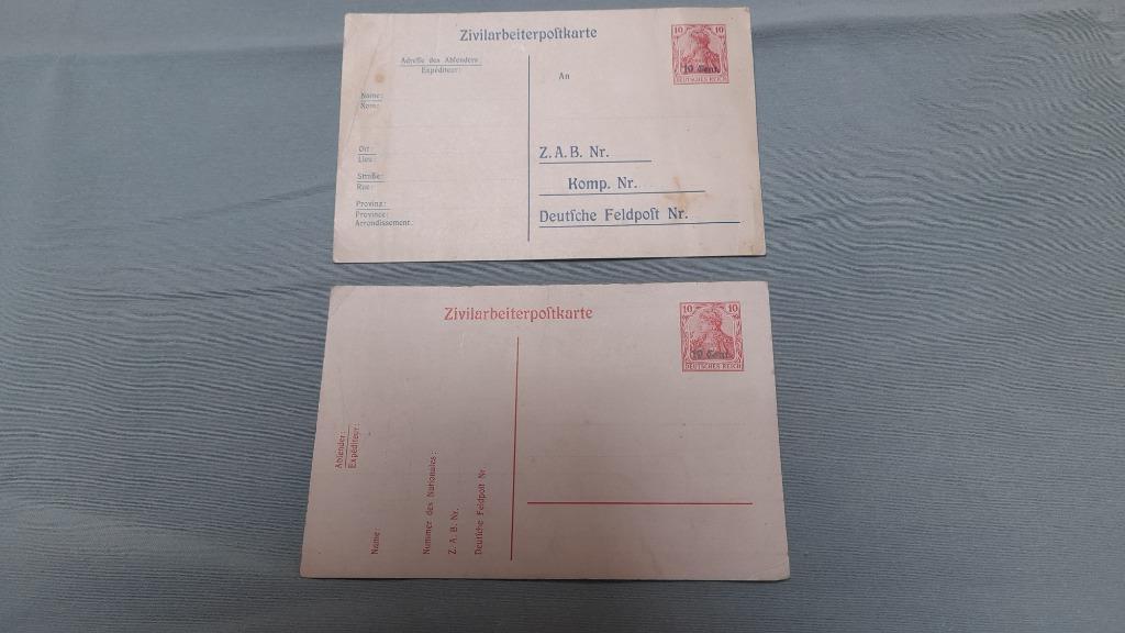 Carte postale de 2 travailleurs civils de la Première Guerre, Enlèvement ou Envoi, Autres, Photo ou Poster