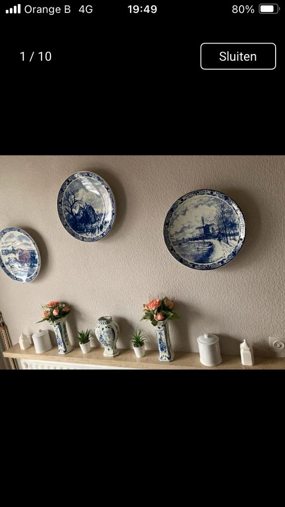 Delfst blauw vazen en borden, Antiek en Kunst, Ophalen