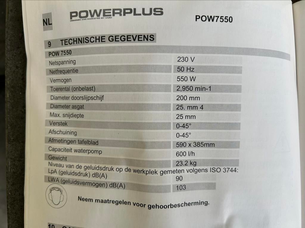 Tegelzaag met water voor mooie snee, Ophalen, Gebruikt, Overige typen, 600 tot 1200 watt