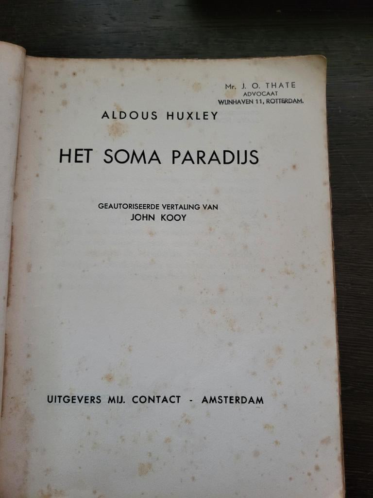 Aldous Huxley: het soma paradijs Brave New World 1934, Ophalen of Verzenden