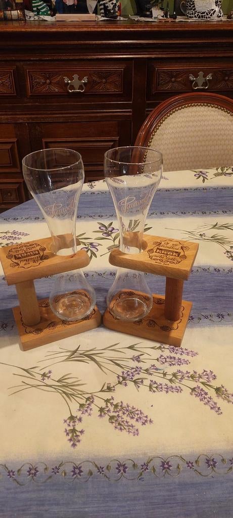 2 pinten in houten staander pauwel kwak buggenhout, Collections, Enlèvement ou Envoi