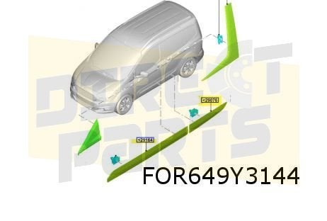 Ford Transit Courier (3/14-2/24) Stootlijst achterzijde Rech, -, -, Nieuw, Ford