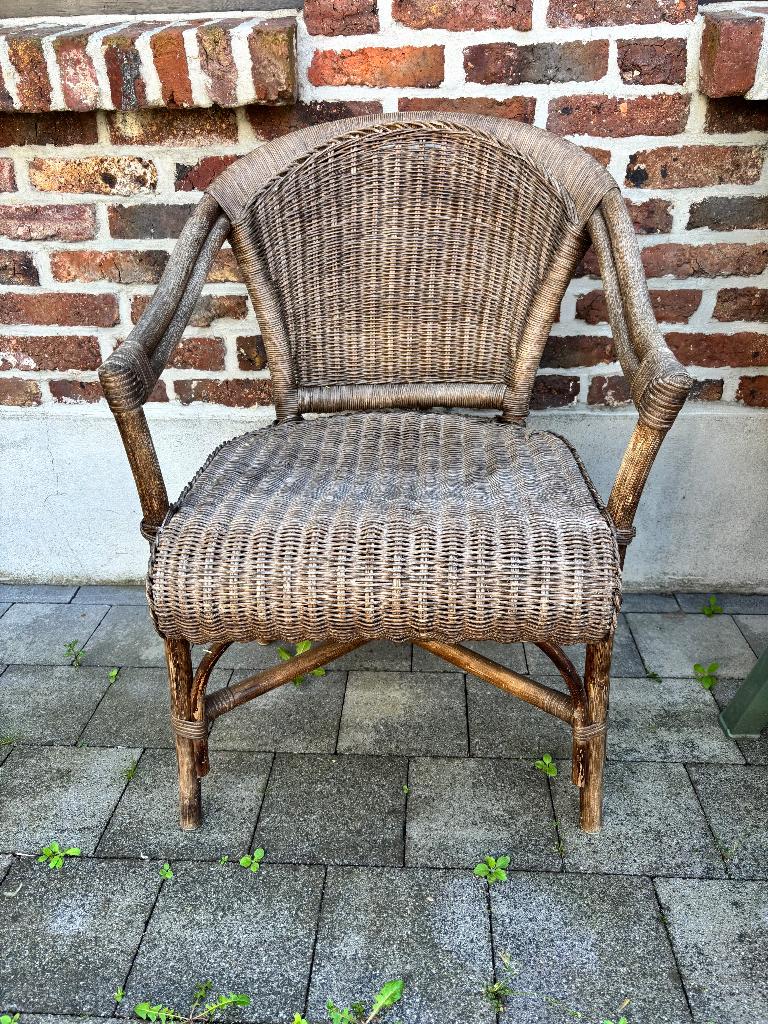Rieten stoel, Tuin en Terras, Ophalen, Gebruikt, Rotan