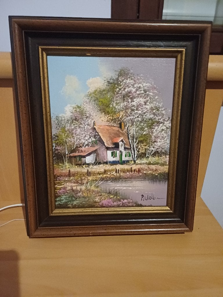 mooi schilderij R wolters!, Antiek en Kunst, Ophalen, Doek, Gesigneerd, Landschap
