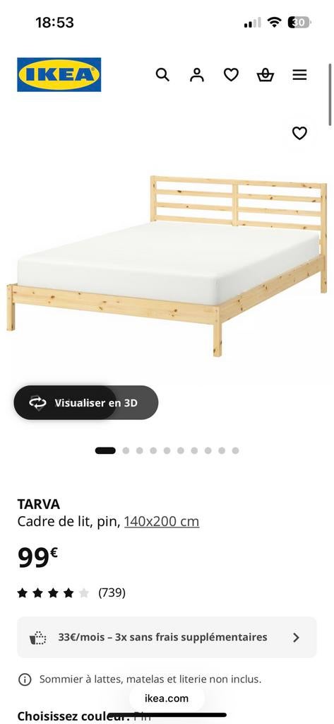 IKEA Cadre de Lit Tarva 140x200 avec ressorts à donner, Beige, 140 cm, Enlèvement, Utilisé