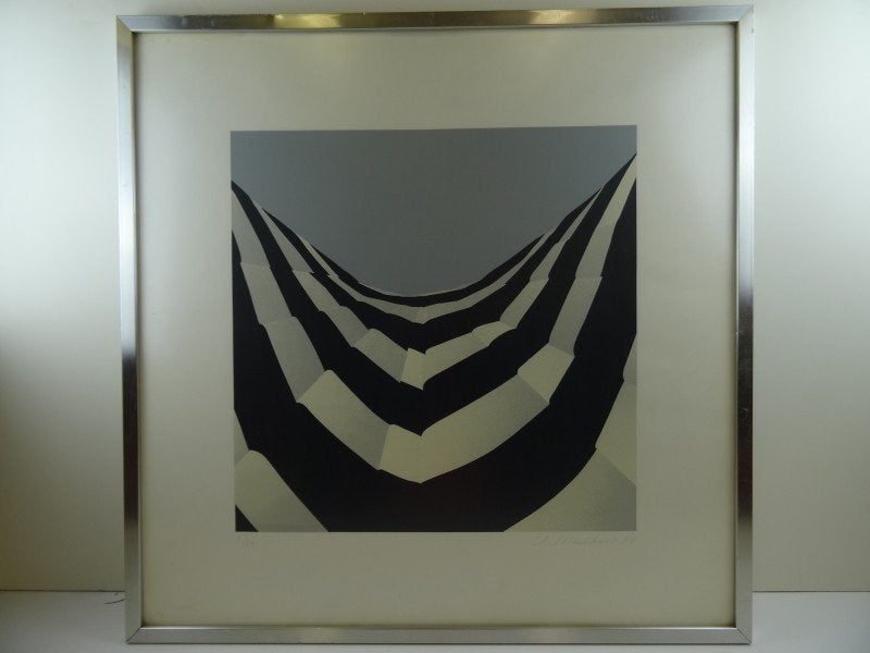 Zeefdruk ingelijst Urbain Mulkers (1974) – 3/60 - gesigneerd, Antiquités & Art, Sérigraphie, Édition limitée, Abstrait, Enlèvement