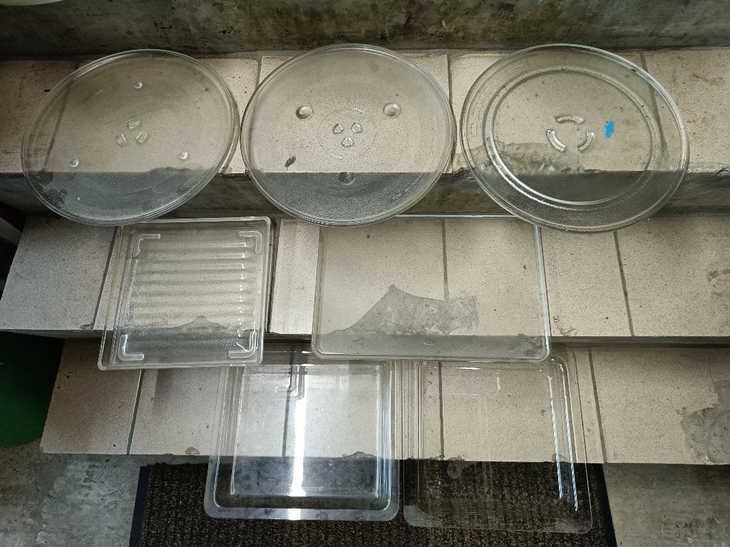 Diverse ronde en rechthoekige glazen microgolf oven schalen, Ophalen, Gebruikt, Microgolfoven