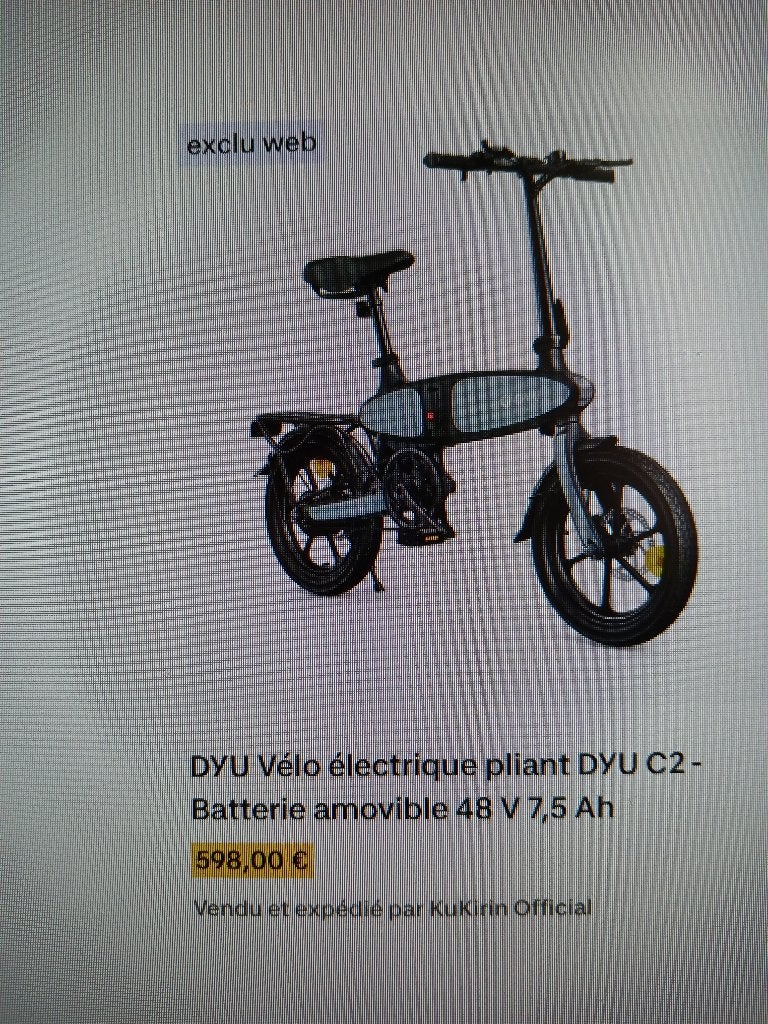 DYU Vélo électrique pliant DYU C2, Vélos & Vélomoteurs, Enlèvement, Neuf, Autre